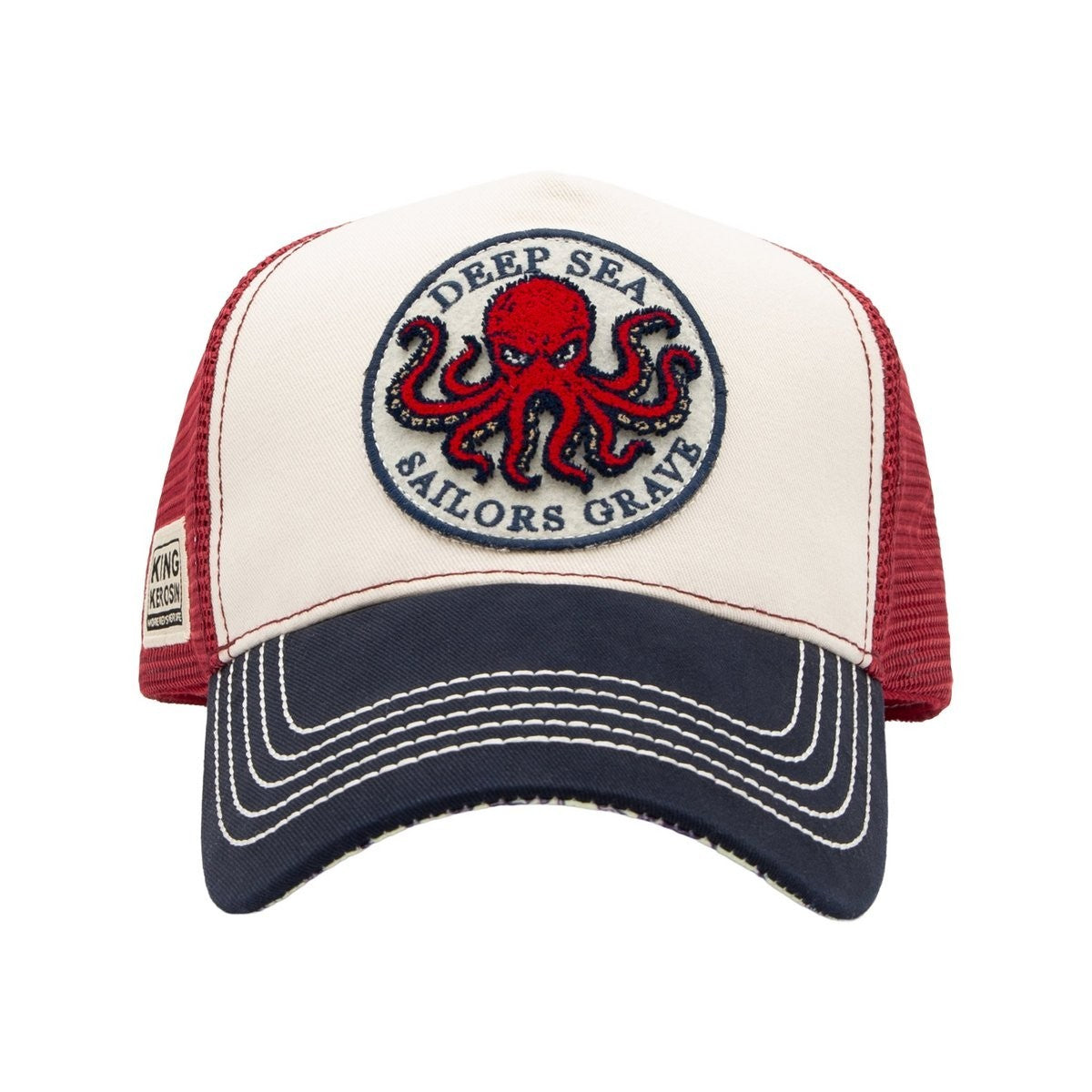 King Kerosin Trucker Cap Deep Sea Oktopus Patch Snapback Mesh Mehrfarbig
