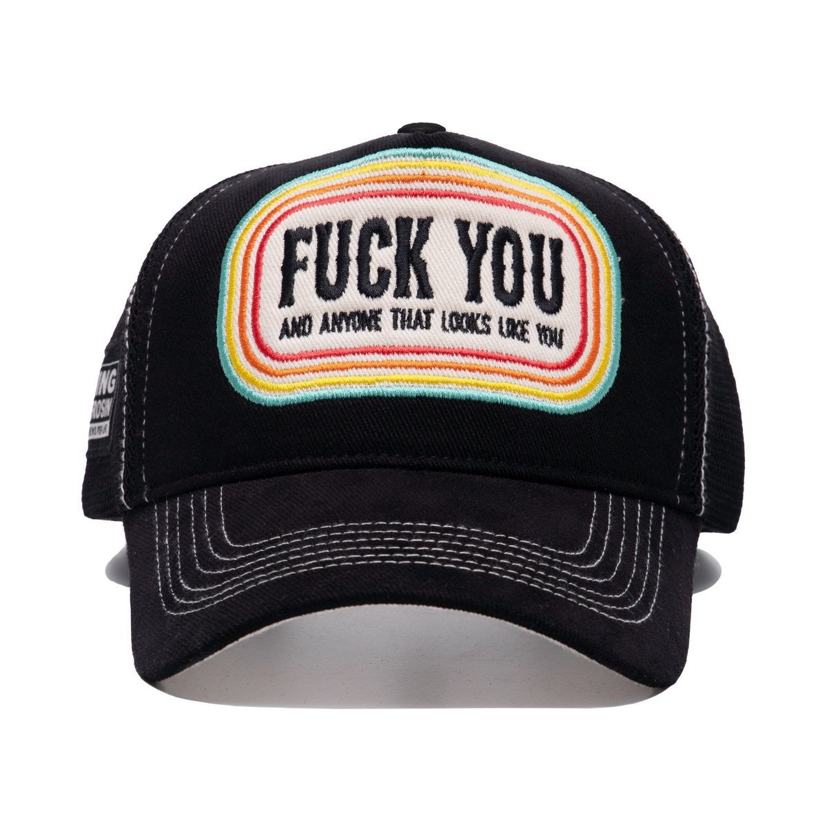 King Kerosin Trucker Cap Fick Dich Statement Patch Mesh Snapback Retro