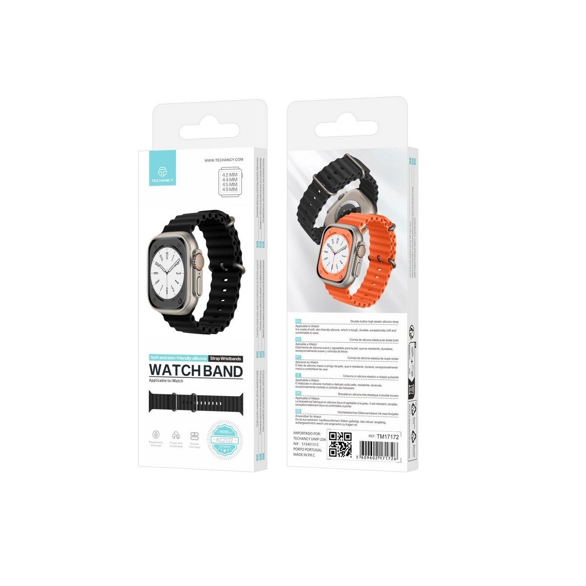 Techancy KC2122 Silikonarmband Schwarz Apple Watch 42/44/45/49 mm Ersatzband