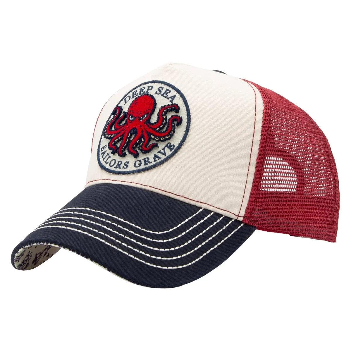 King Kerosin Trucker Cap Deep Sea Oktopus Patch Snapback Mesh Mehrfarbig