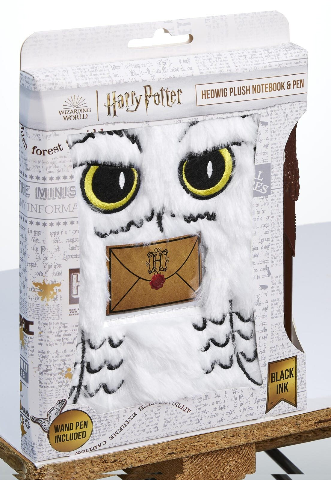 Harry Potter Hedwig Notizbuch A5 liniert Plüsch Hardcover inkl. Zauberstab Stift