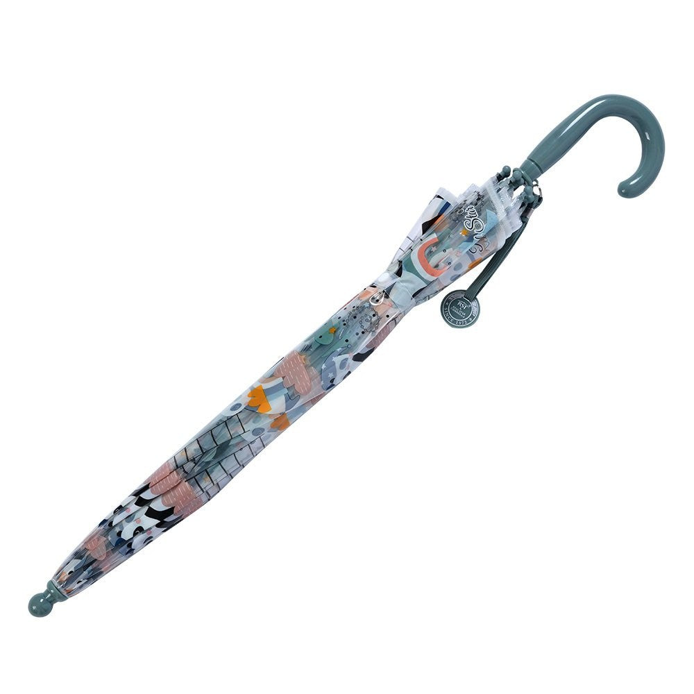 Juleeze Kinderregenschirm Panda Blau Ø 65 cm Kinderschirm Wolkenmotiv