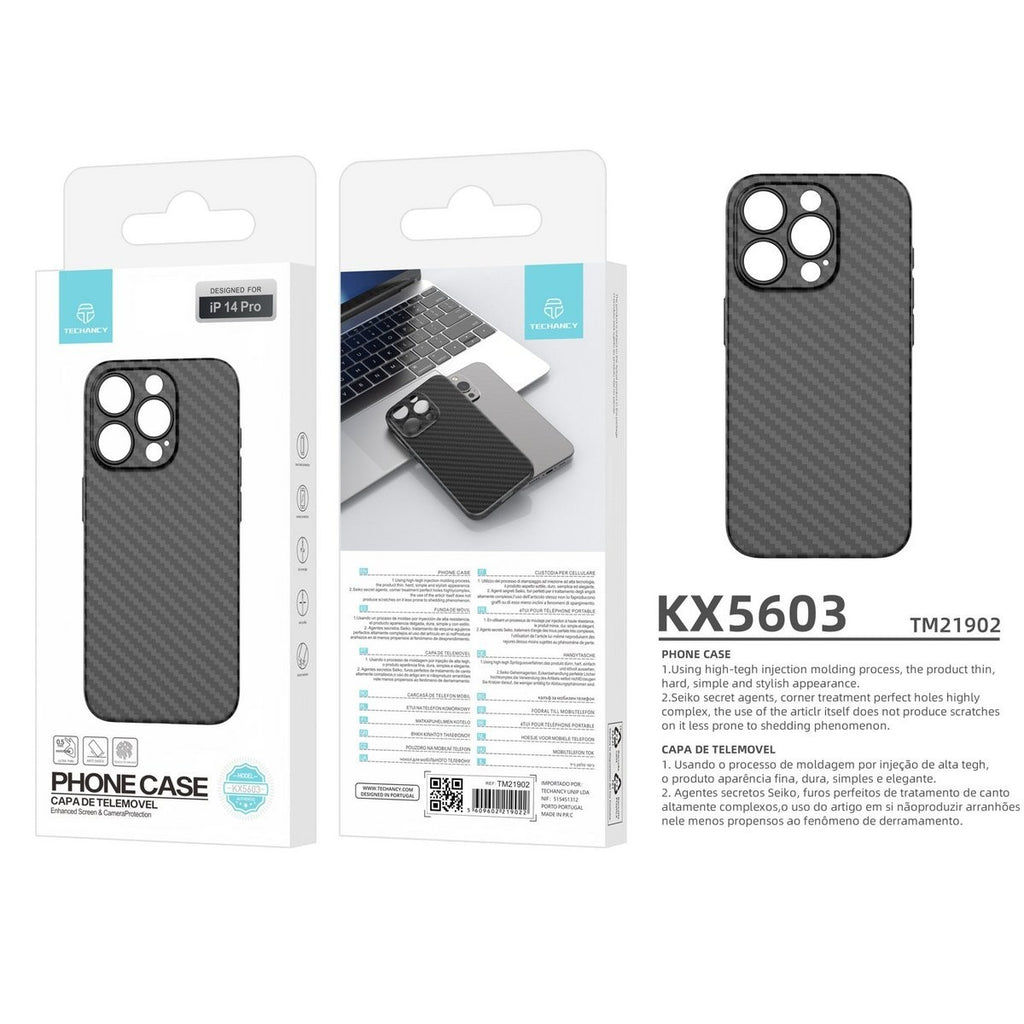 Techancy KX5603 iPhone 15 Hülle Carbon Schwarz 0,5 mm ultradünn PP Case