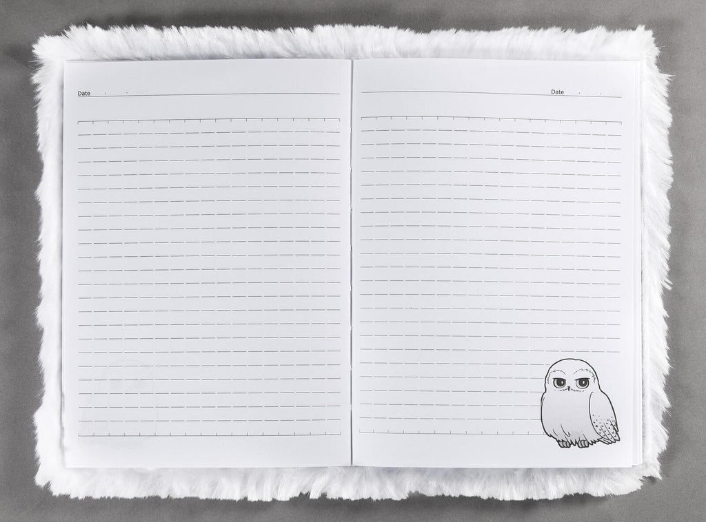 Harry Potter Hedwig Notizbuch A5 liniert Plüsch Hardcover inkl. Zauberstab Stift