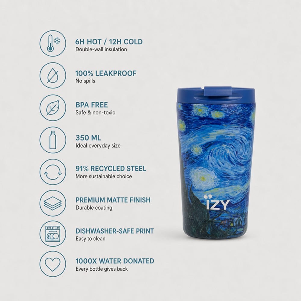 IZY Van Gogh Sternennacht Thermobecher 350 ml Edelstahl Isolierbecher