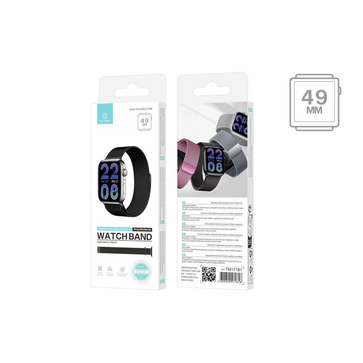 Magnetisches Metallarmband Schwarz – Ersatzarmband kompatibel mit Apple Watch 49