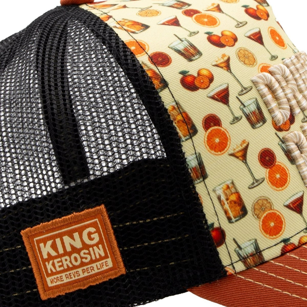 King Kerosin Trucker Cap Drink Hard Party Hard Gelb Cocktail Snapback