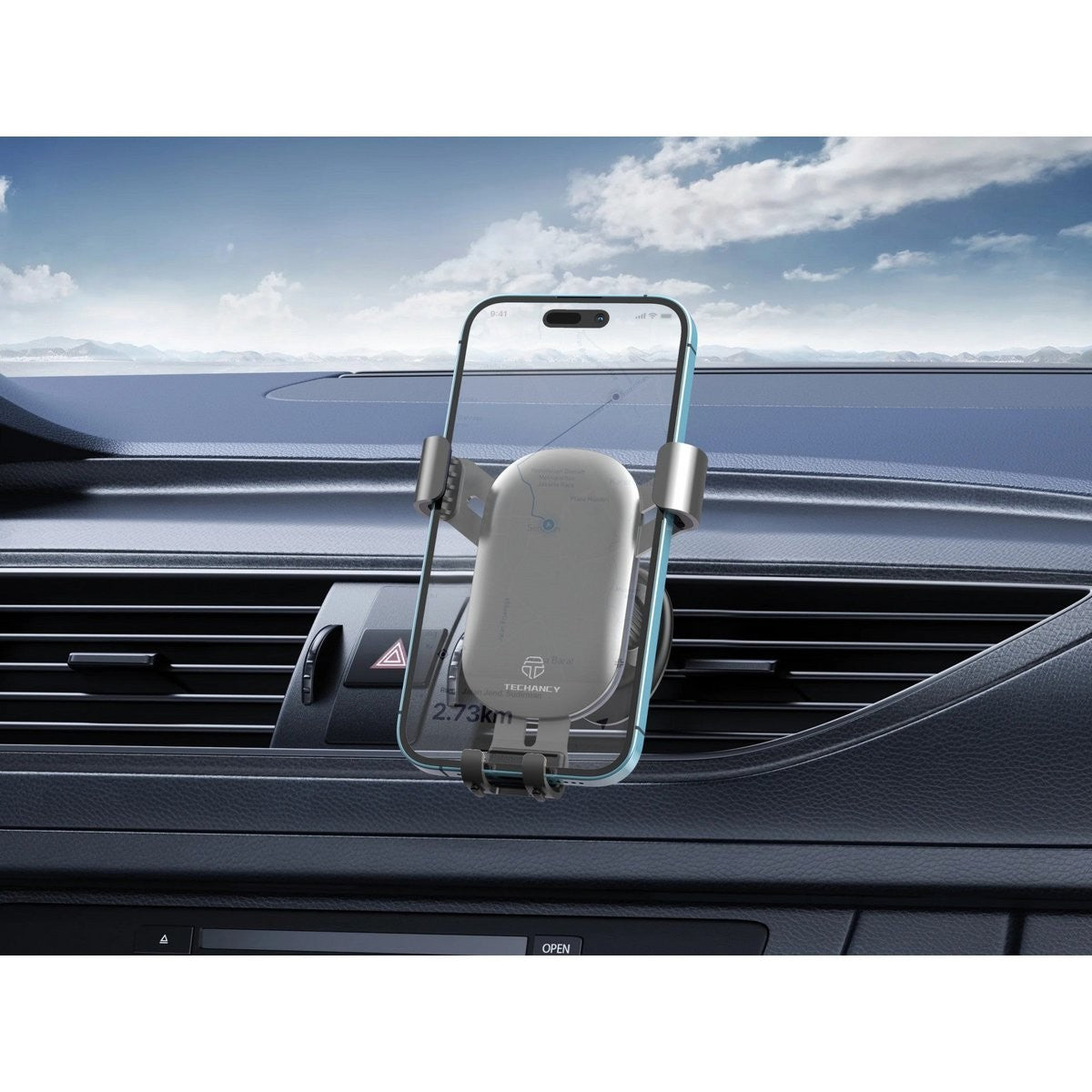 Techancy TI2309 Auto Handyhalterung 4,7–6,8 Zoll 360° Lüftung Grau