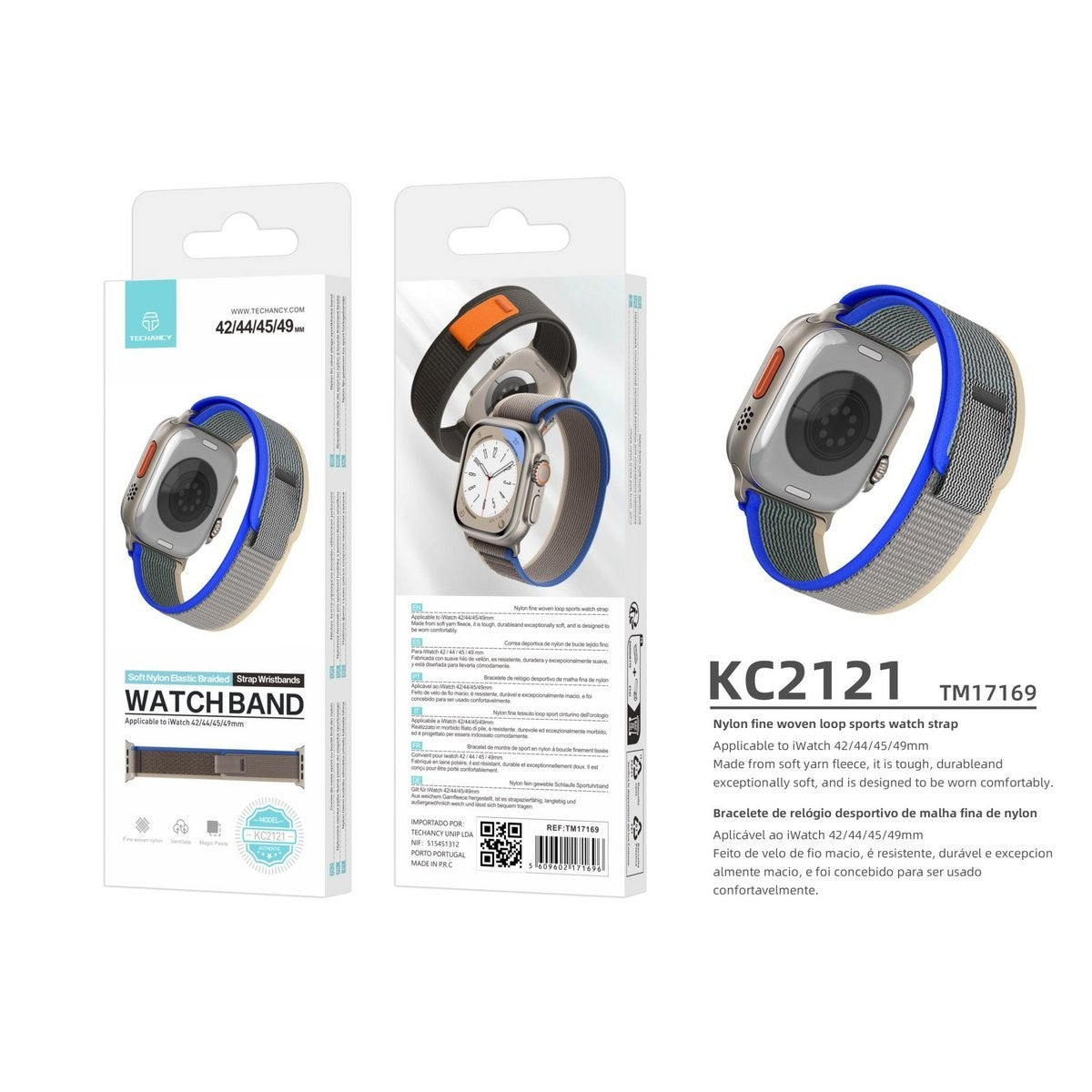 Techancy KC2121 Nylon Sportarmband Schwarz Apple Watch 42/44/45/49 mm