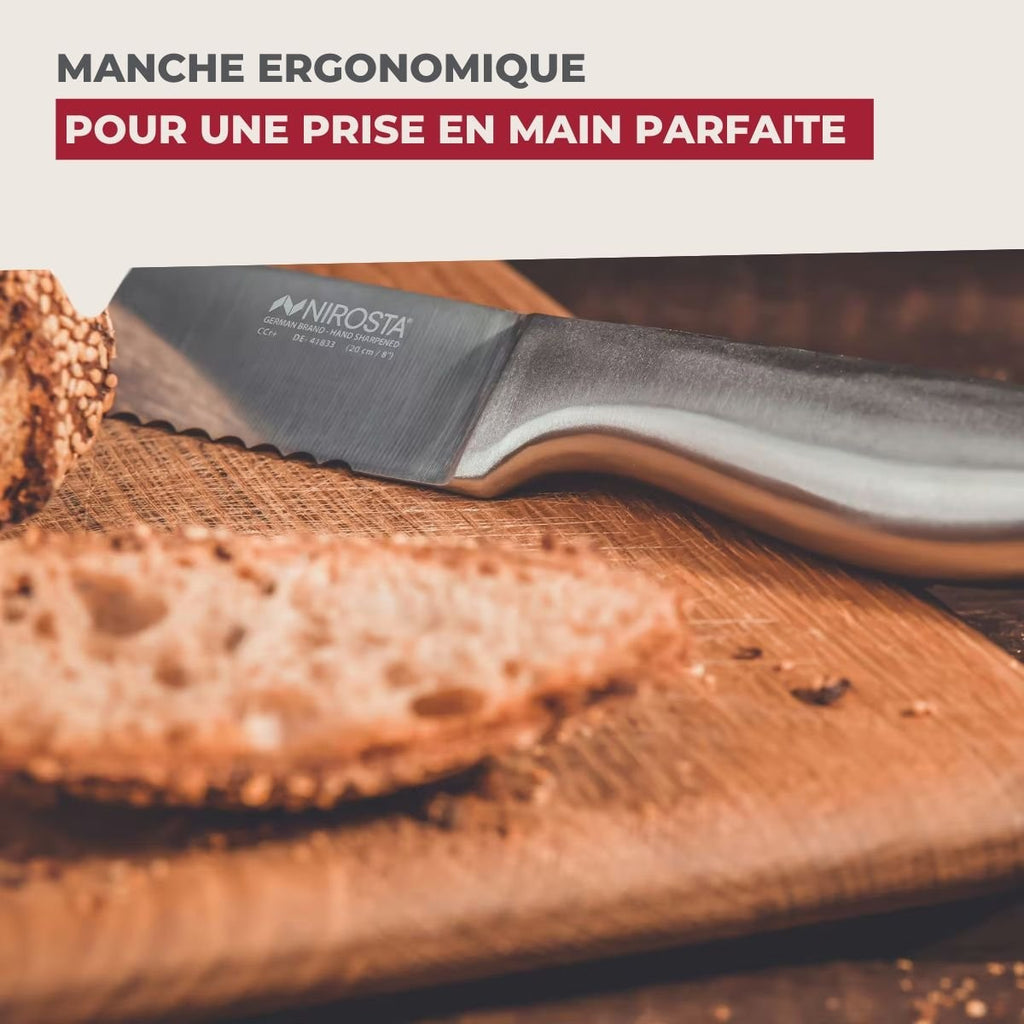 Nirosta Brotmesser 33,5 cm Edelstahl 20 cm Klinge Wellenschliff Küchenmesser