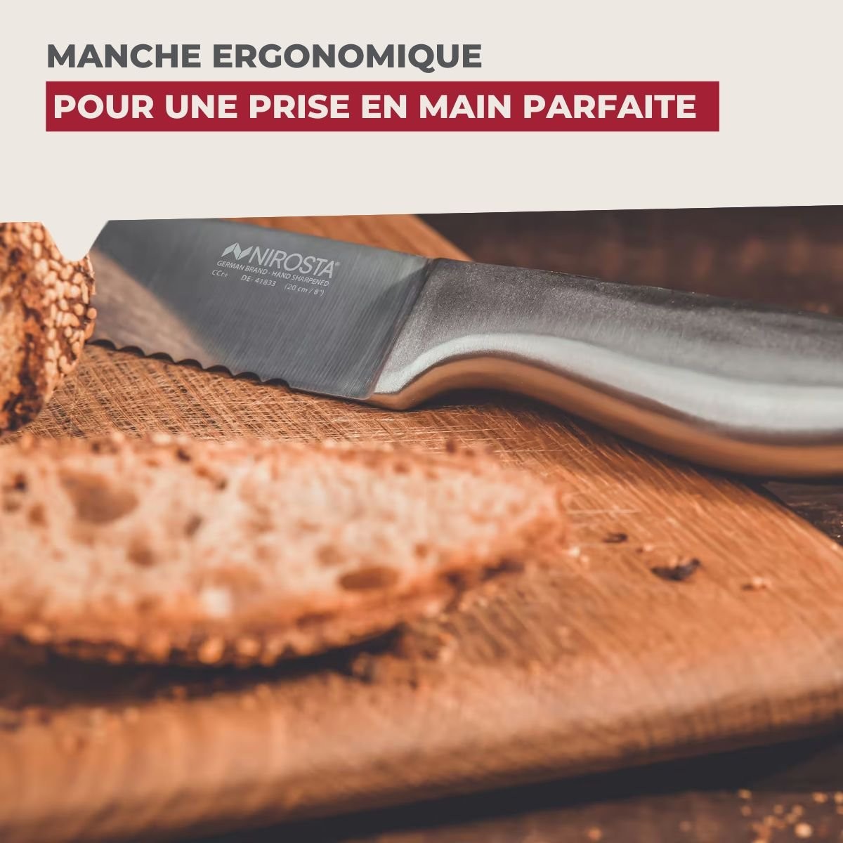 Nirosta Brotmesser 33,5 cm Edelstahl 20 cm Klinge Wellenschliff Küchenmesser
