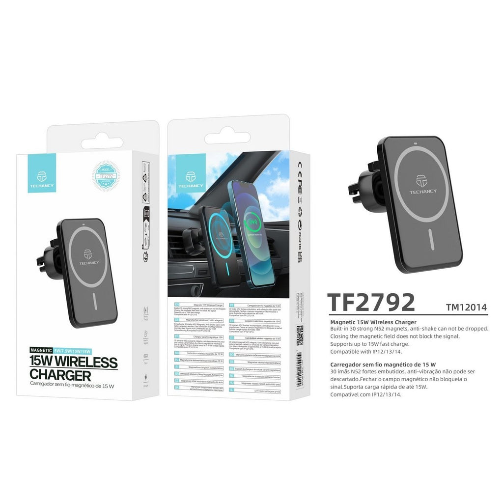 Techancy TF2792 MagSafe Auto Ladehalterung 15W iPhone 12-16 Schwarz