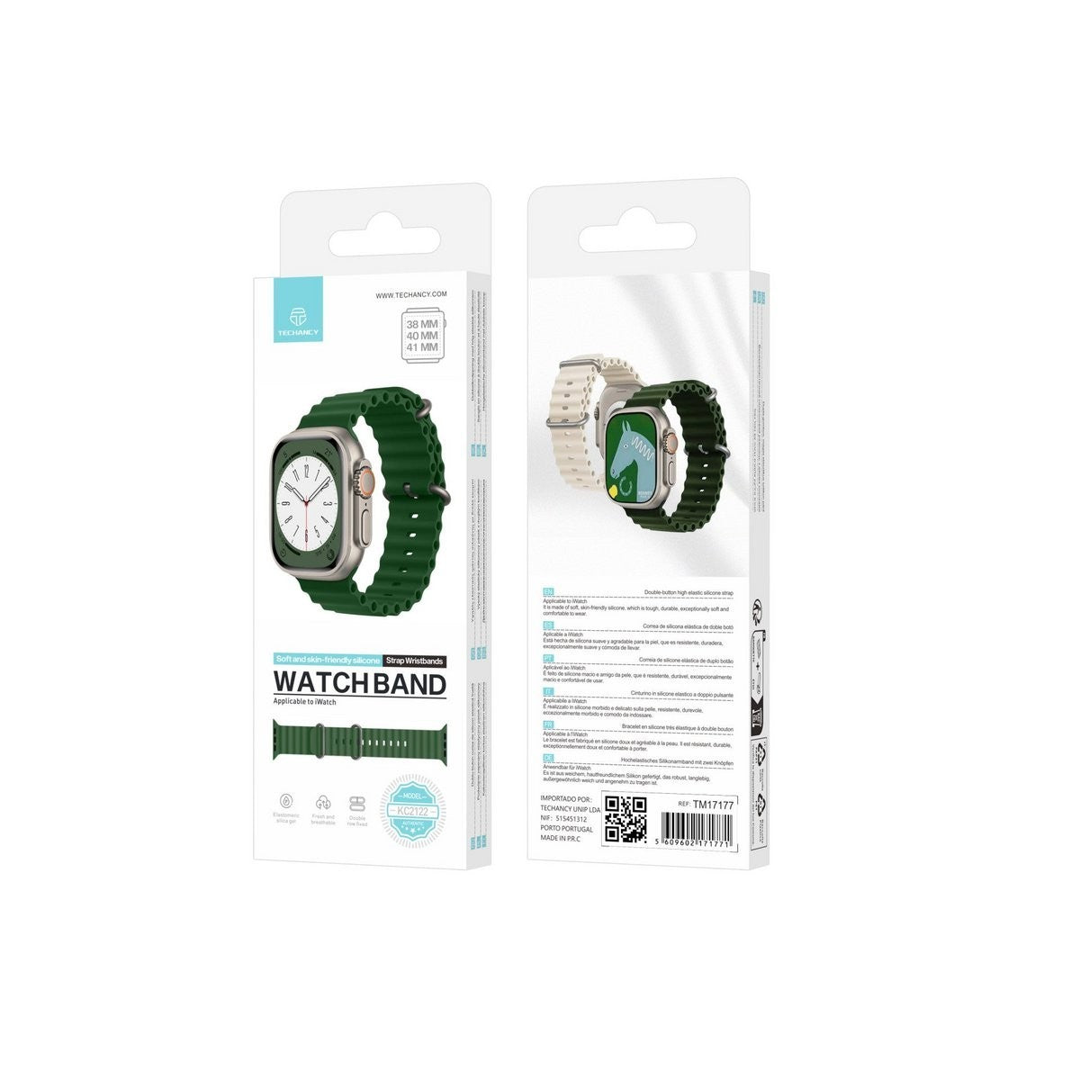 Techancy KC2122 Silikonarmband Grün für Apple Watch 38/40/41 mm Ersatzarmband