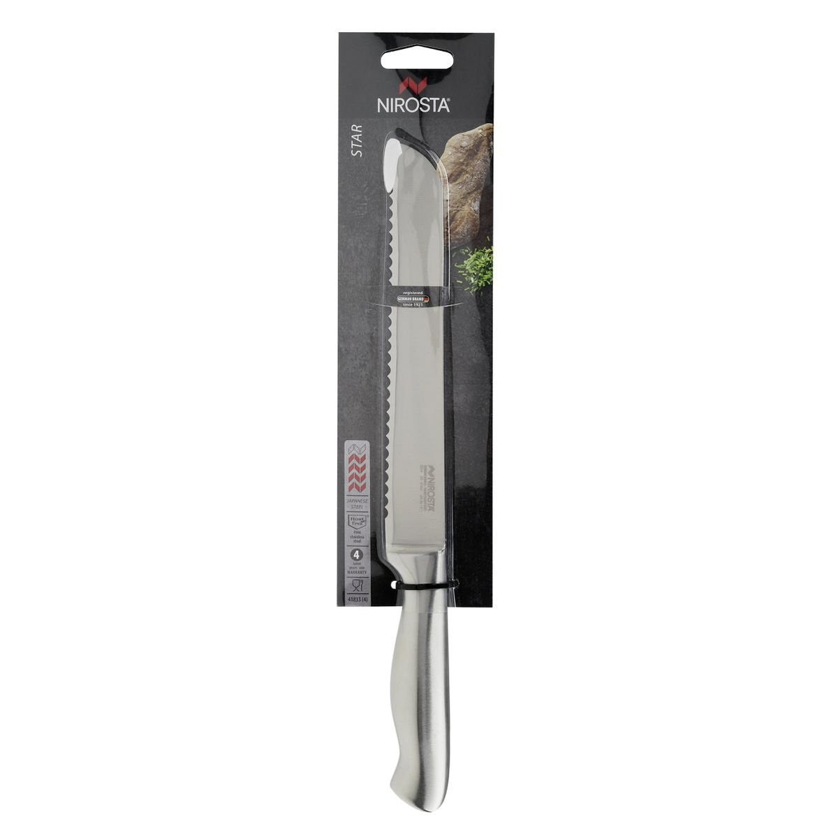 Nirosta Brotmesser 33,5 cm Edelstahl 20 cm Klinge Wellenschliff Küchenmesser
