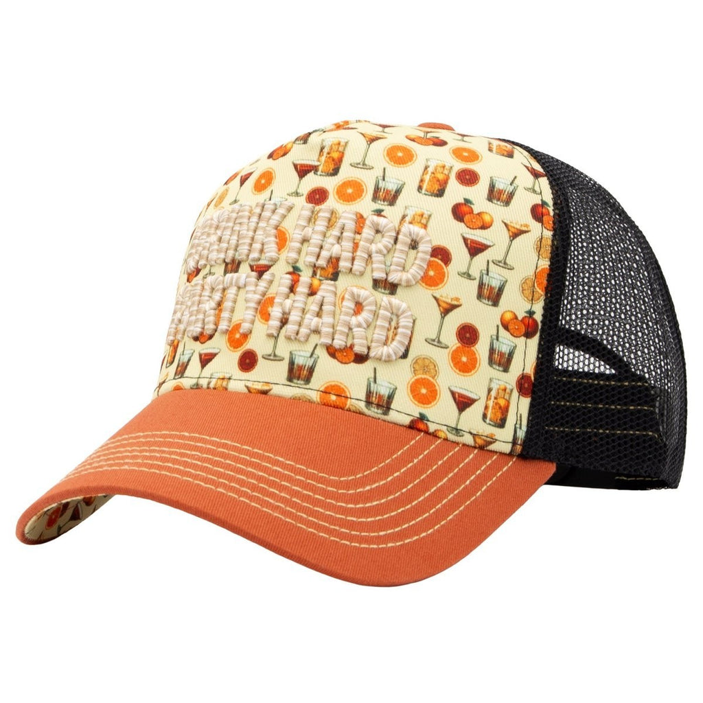 King Kerosin Trucker Cap Drink Hard Party Hard Gelb Cocktail Snapback