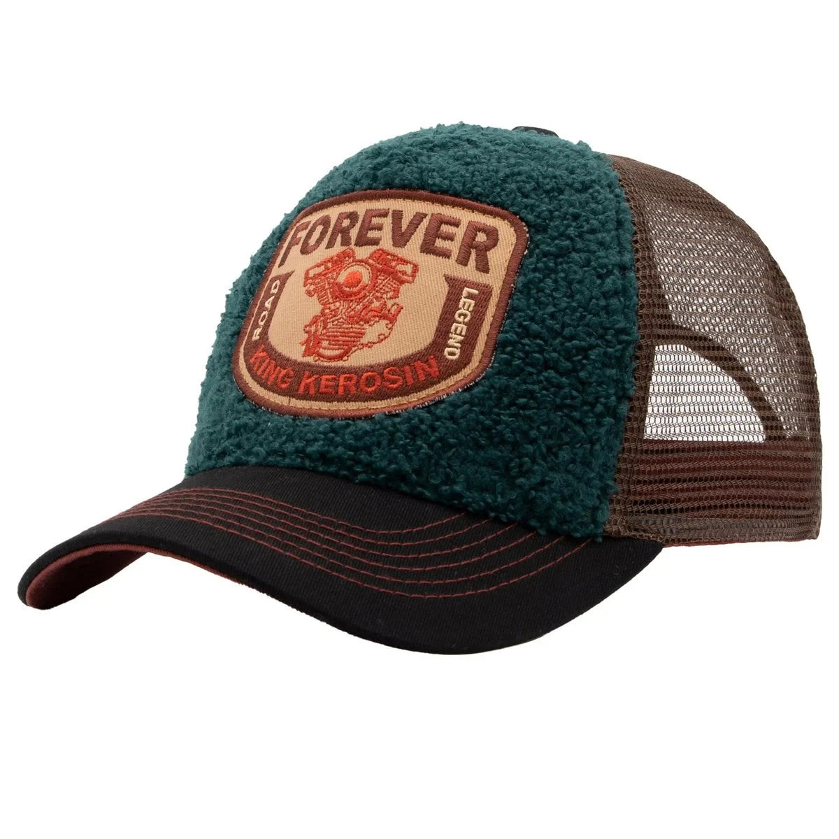 King Kerosin Trucker Cap Road Legend Sherpa Teddy Mesh Snapback Motorrad