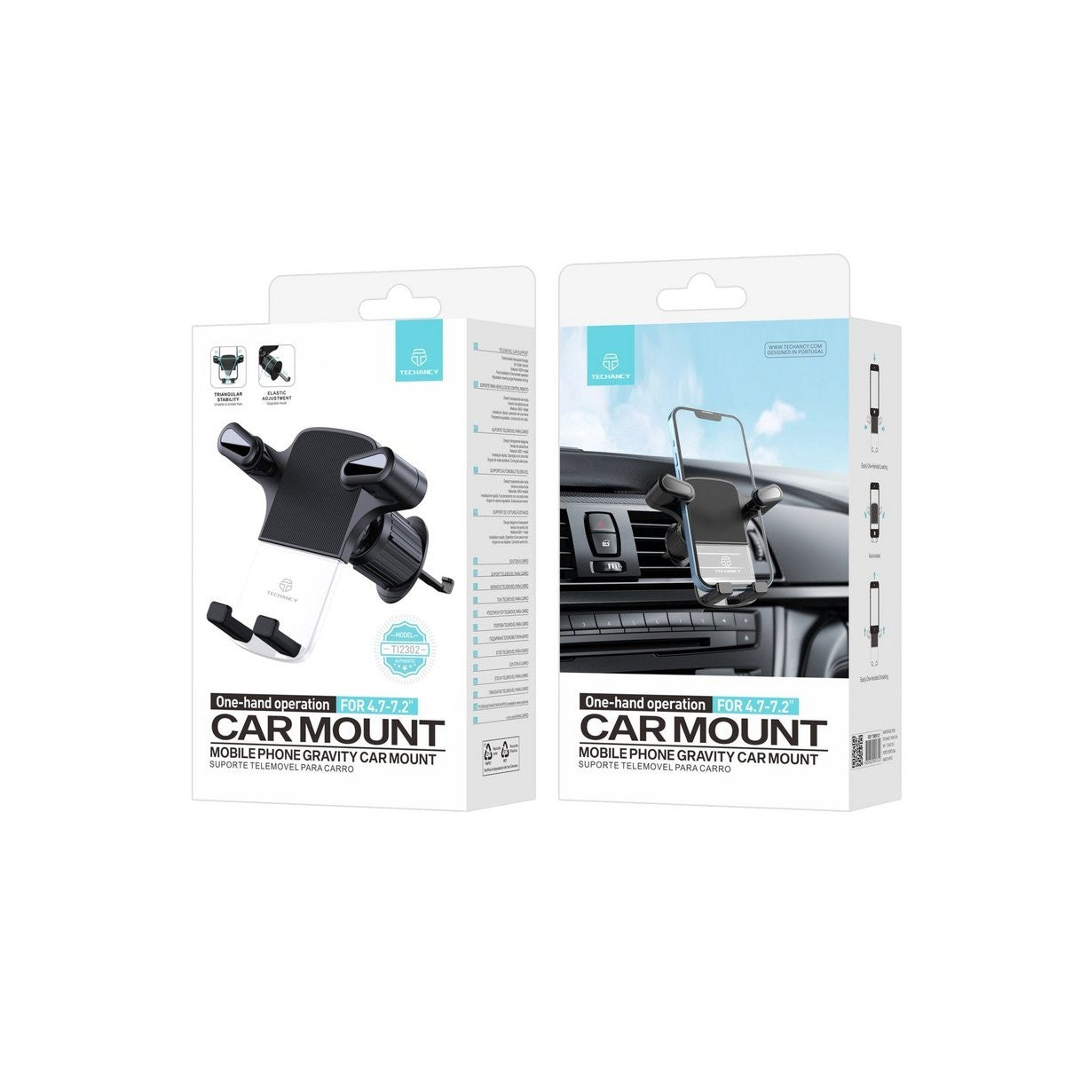 Techancy TI2302 Auto Handyhalterung 4,7–7,2 Zoll 360° Lüftung Schwarz