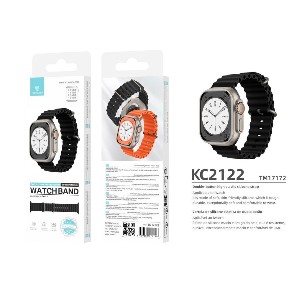 Techancy KC2122 Silikonarmband Schwarz Apple Watch 42/44/45/49 mm Ersatzband