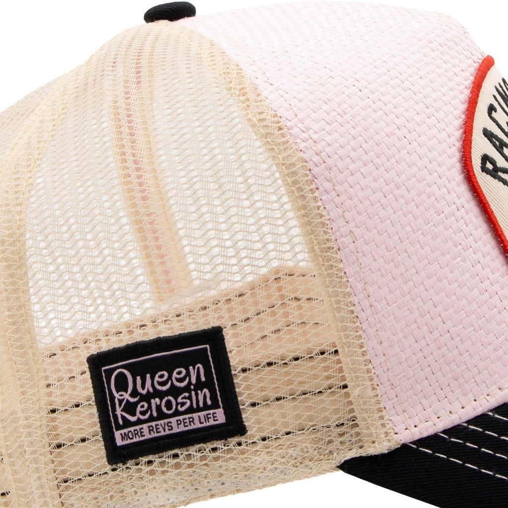 Queen Kerosin Trucker Cap Racing Queen Rosa Damen Snapback Papierstroh Mesh