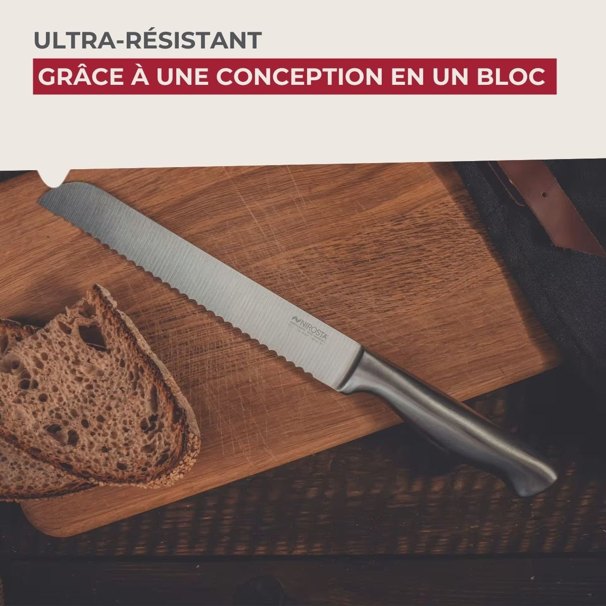 Nirosta Brotmesser 33,5 cm Edelstahl 20 cm Klinge Wellenschliff Küchenmesser