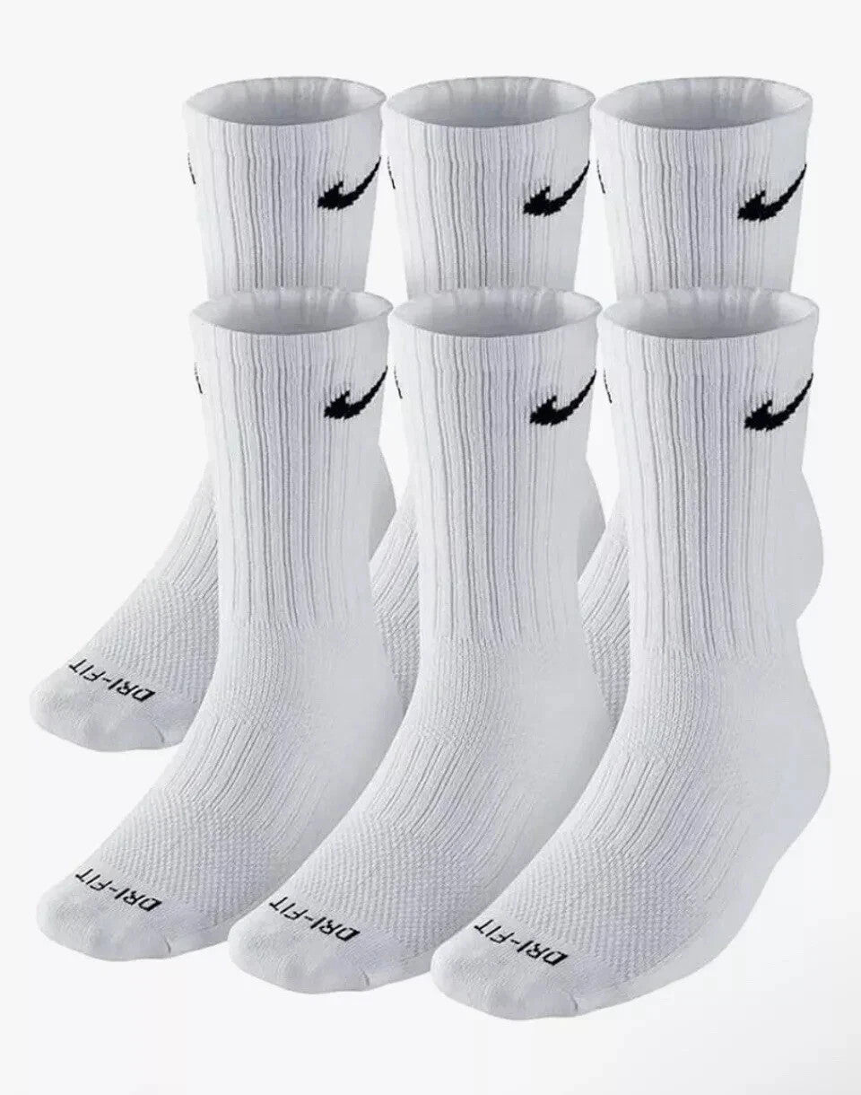Nike Everyday Plus 6 Paar Crew Socken Dri-FIT Weiß Gr. 38-42 / 42-46