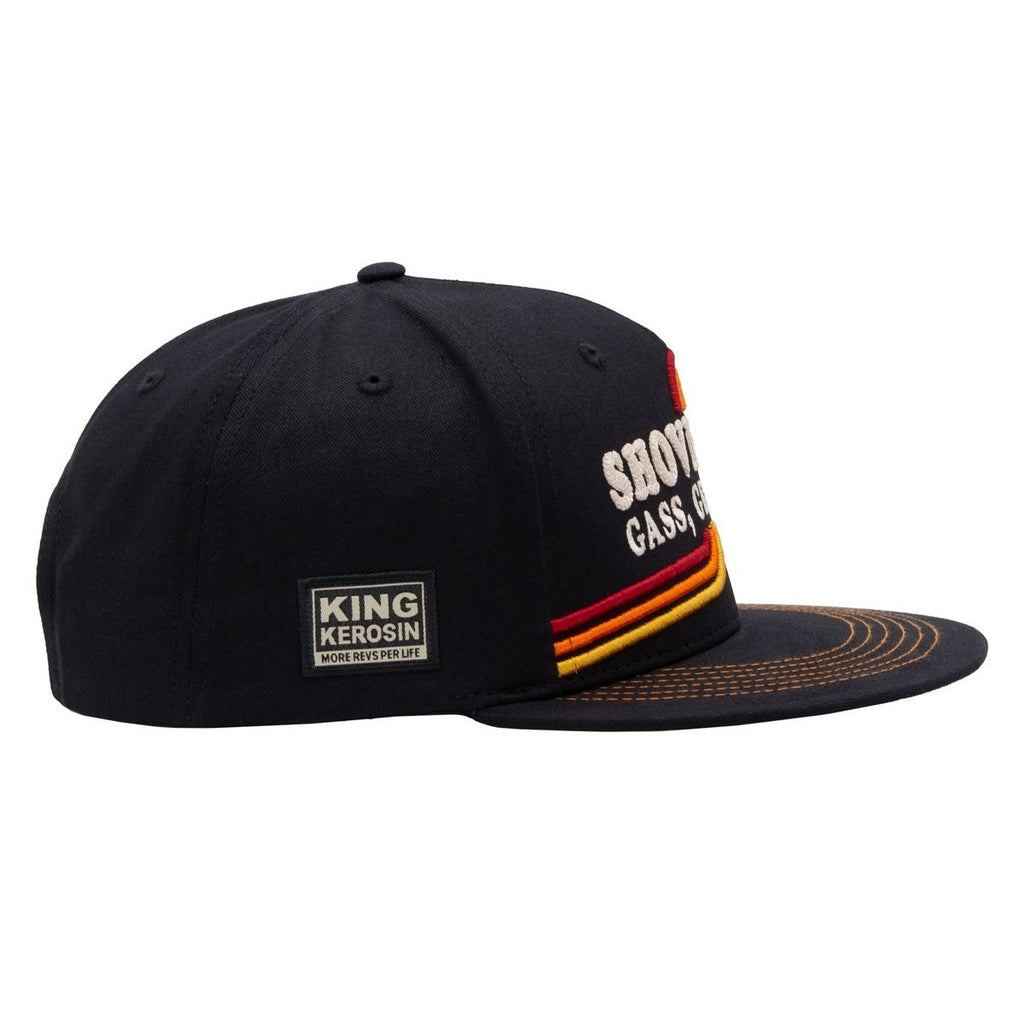 King Kerosin Flat Brim Cap Shovelhead Schwarz Snapback Retro Stickerei