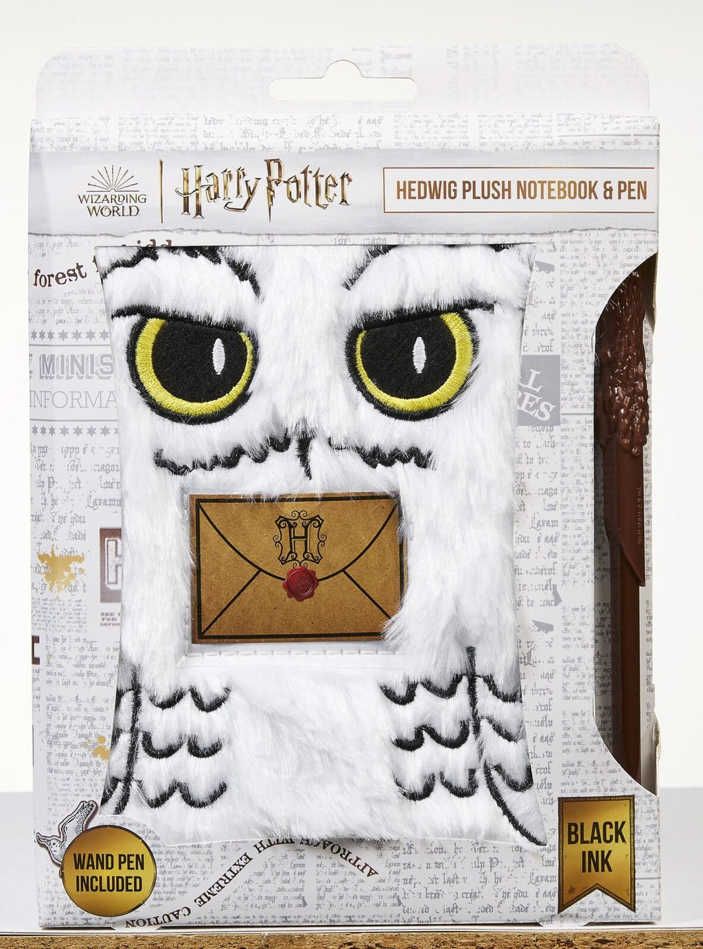 Harry Potter Hedwig Notizbuch A5 liniert Plüsch Hardcover inkl. Zauberstab Stift