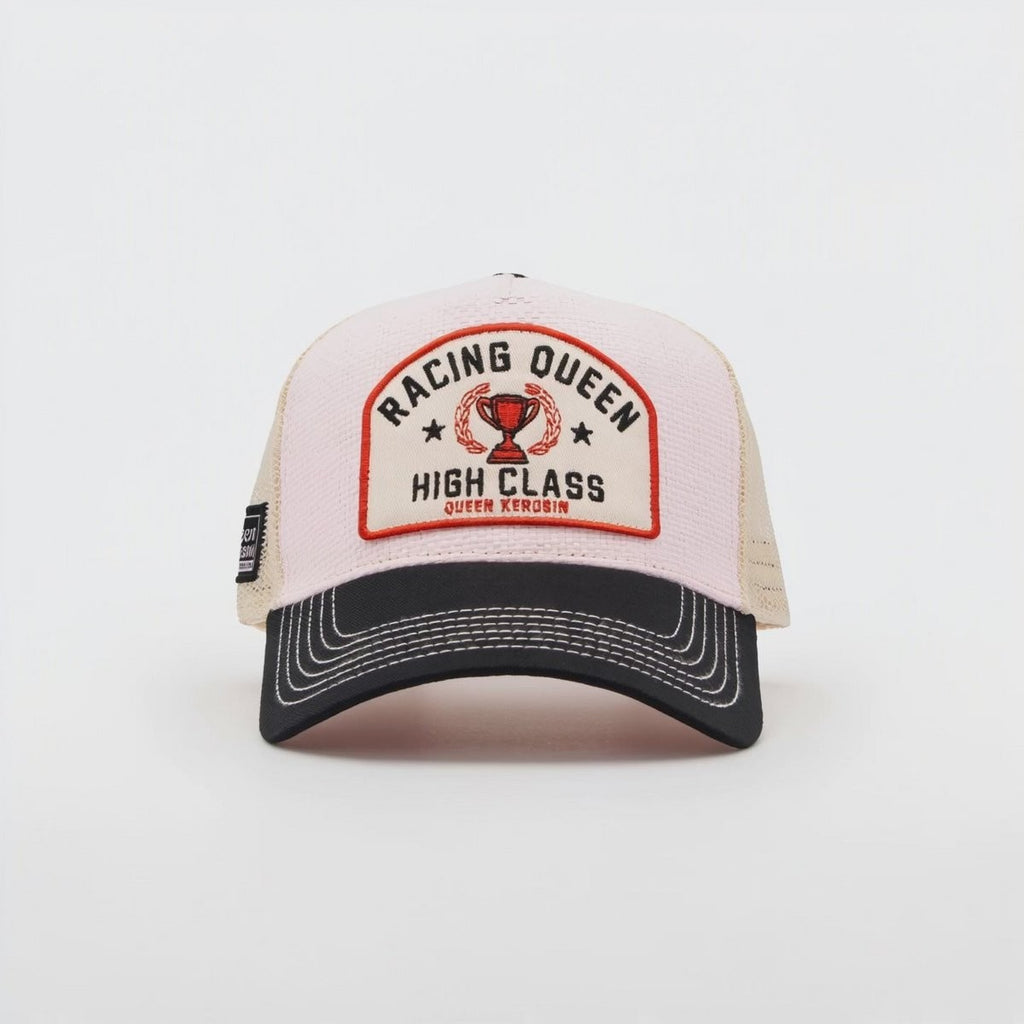 Queen Kerosin Trucker Cap Racing Queen Rosa Damen Snapback Papierstroh Mesh