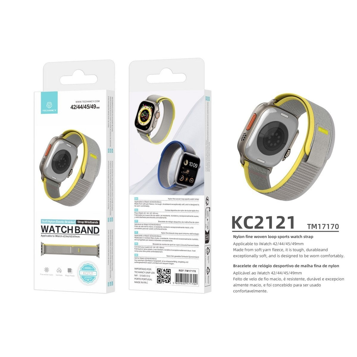 Techancy KC2121 Nylon Sportarmband Schwarz Apple Watch 42/44/45/49 mm
