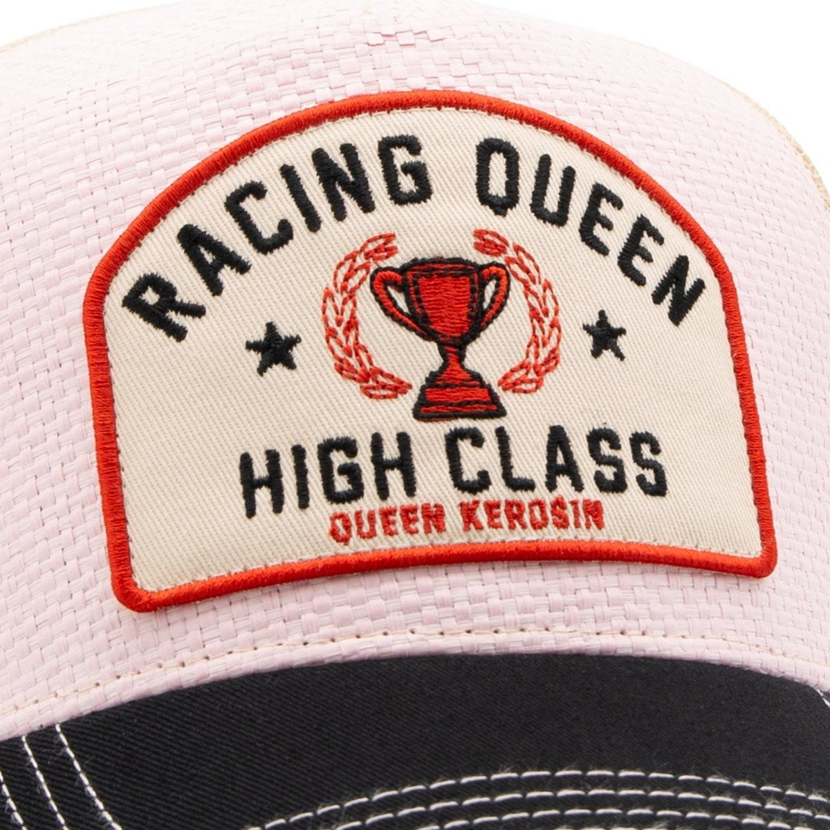 Queen Kerosin Trucker Cap Racing Queen Rosa Damen Snapback Papierstroh Mesh