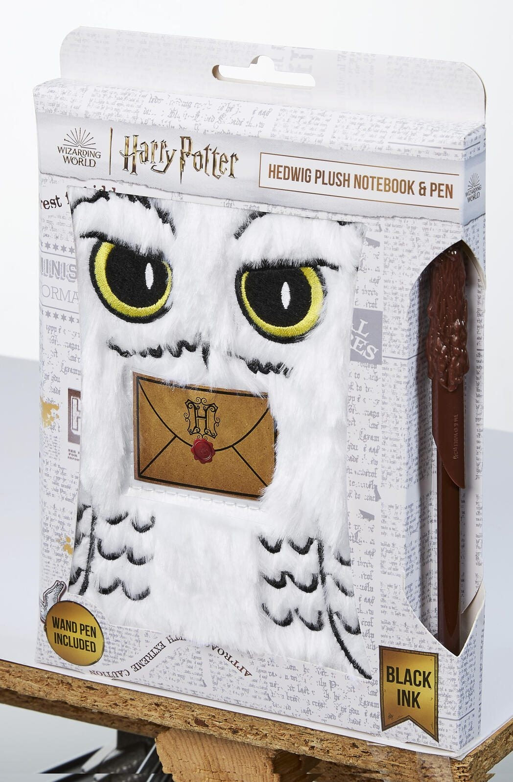 Harry Potter Hedwig Notizbuch A5 liniert Plüsch Hardcover inkl. Zauberstab Stift