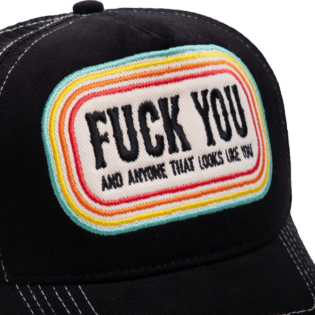 King Kerosin Trucker Cap Fick Dich Statement Patch Mesh Snapback Retro
