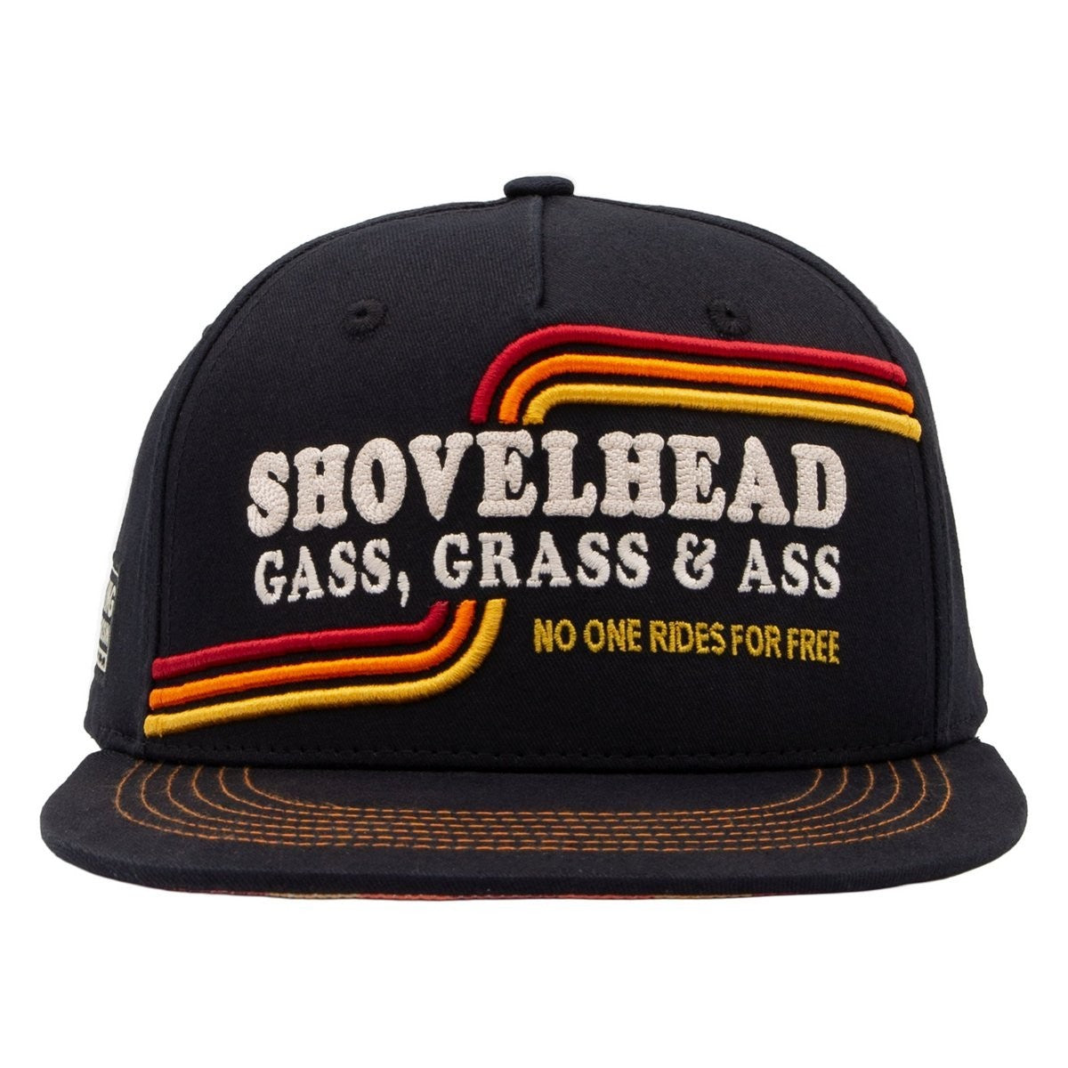 King Kerosin Flat Brim Cap Shovelhead Schwarz Snapback Retro Stickerei