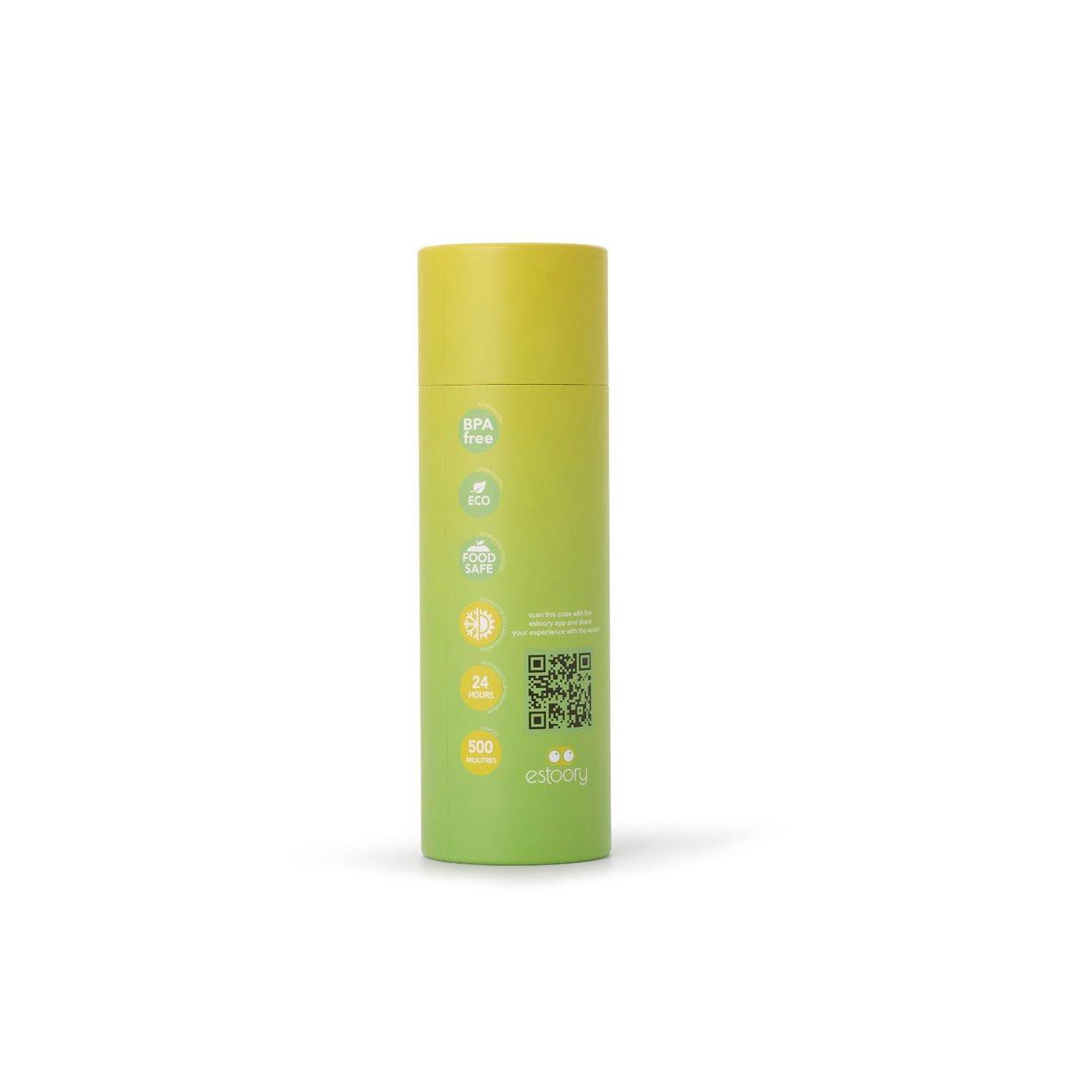 Thermo Trinkflasche 500 ml Green Neon & Gelb – doppelwandige Edelstahlflasche mit Strohhalm, für Fahrrad, Sport & unterwegs.
