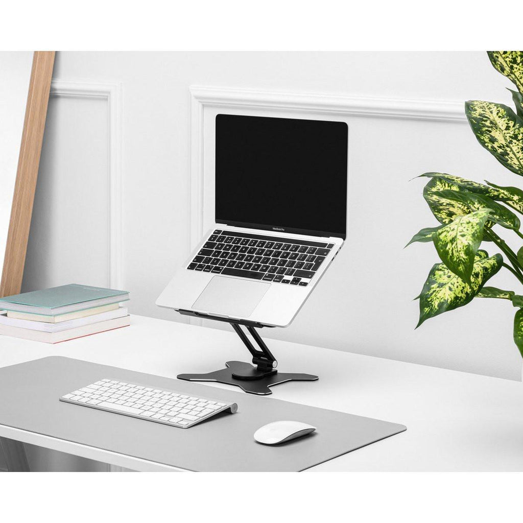 Drehbarer Laptopständer 360° – höhenverstellbarer Aluminium Laptophalter, faltbar & ergonomisch, für 11–16 Zoll Laptops, Grau.