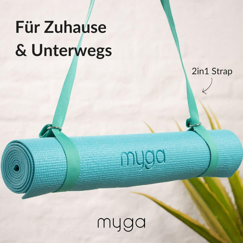 Myga Yoga-Starter-Set – Yogamatte, Yoga-Blöck Ziegel & Metall D-Ring Yoga-Gurt – Starter Kit für Anfänger ideal für Pilates, Yoga, Dehnung, Gesundheit & Fitness