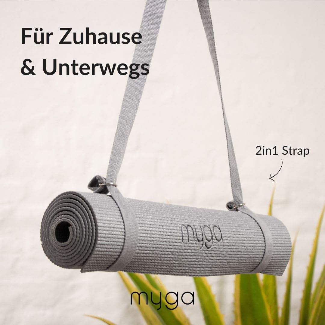 Myga Yoga-Starter-Set – Yogamatte, Yoga-Blöck Ziegel & Metall D-Ring Yoga-Gurt – Starter Kit für Anfänger ideal für Pilates, Yoga, Dehnung, Gesundheit & Fitness