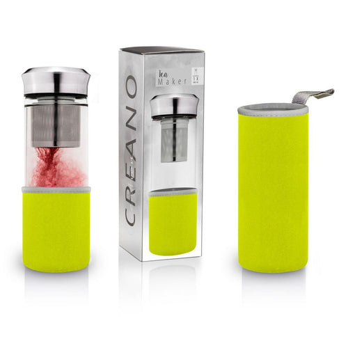 Creano Teamaker Grün 400 ml – To-Go Teebereiter mit Edelstahlsieb & Neoprenhülle
