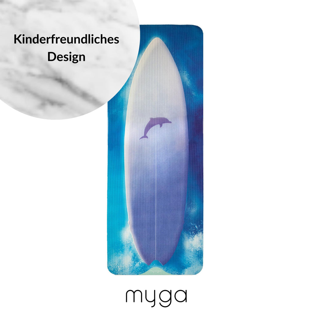 Myga Kinder Yogamatte | Rutschfest & Leichtes Gewicht | 6 mm Dicke | Ideal für Yoga, Bewegung, Spaß & Spiele | 150 cm x 55 cm | Inkl. Yoga-Posen auf Rückseite