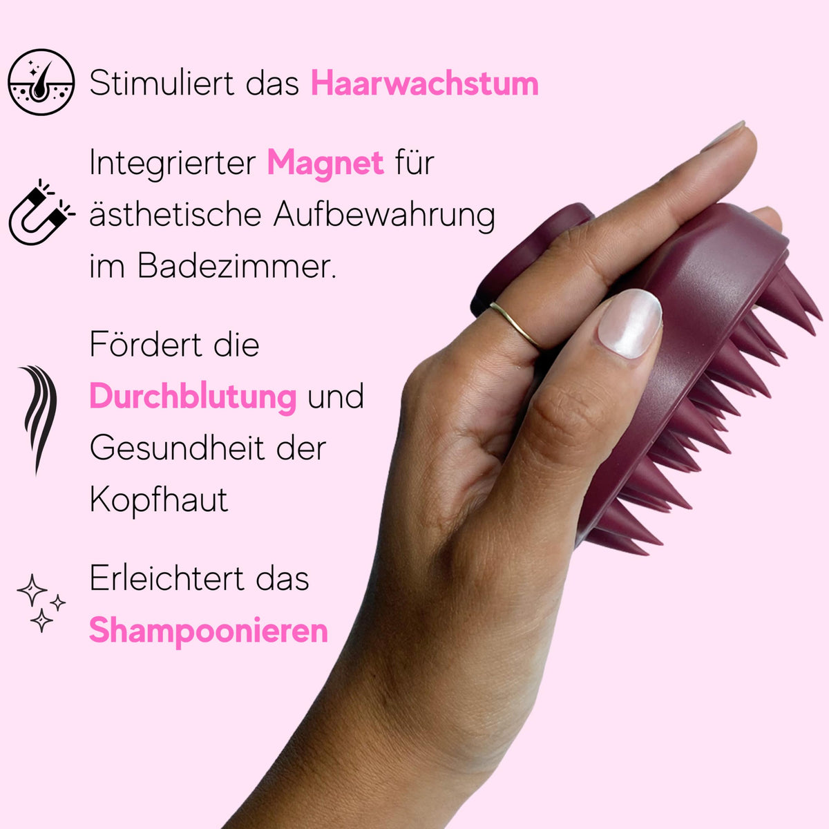 Bellody Kopfhaut Massagebürste Shampoo Bürste Scalp Massager mit Magnet