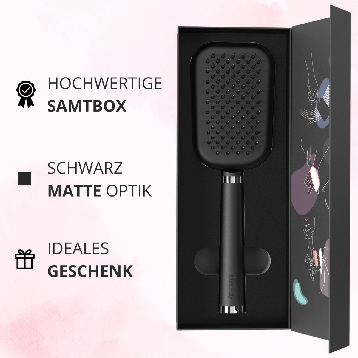 Bellody Haarbürste Selbstreinigend Classic Black Nylonborsten Soft-Touch