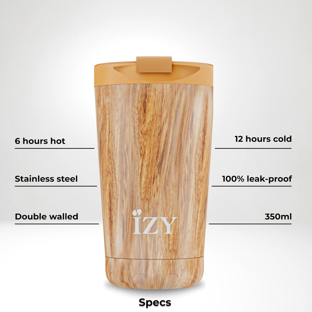 IZY Thermobecher - Kaffeebecher to Go 350ml - Thermoskanne für unterwegs - Becher mit Deckel - Teetasse aus Edelstahl - BPA-frei