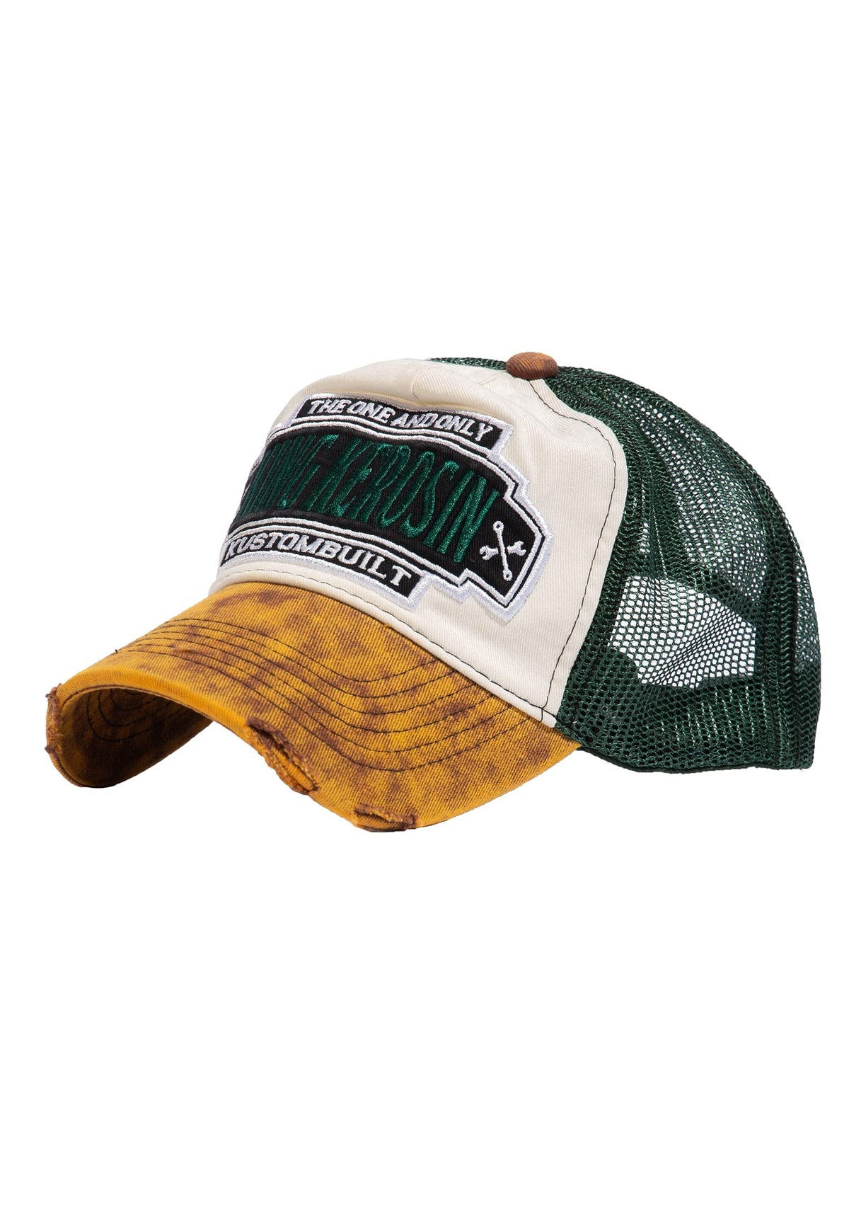 King Kerosin Trucker Cap Kustombuilt Used Look Mesh Biker Rockabilly Schwarz