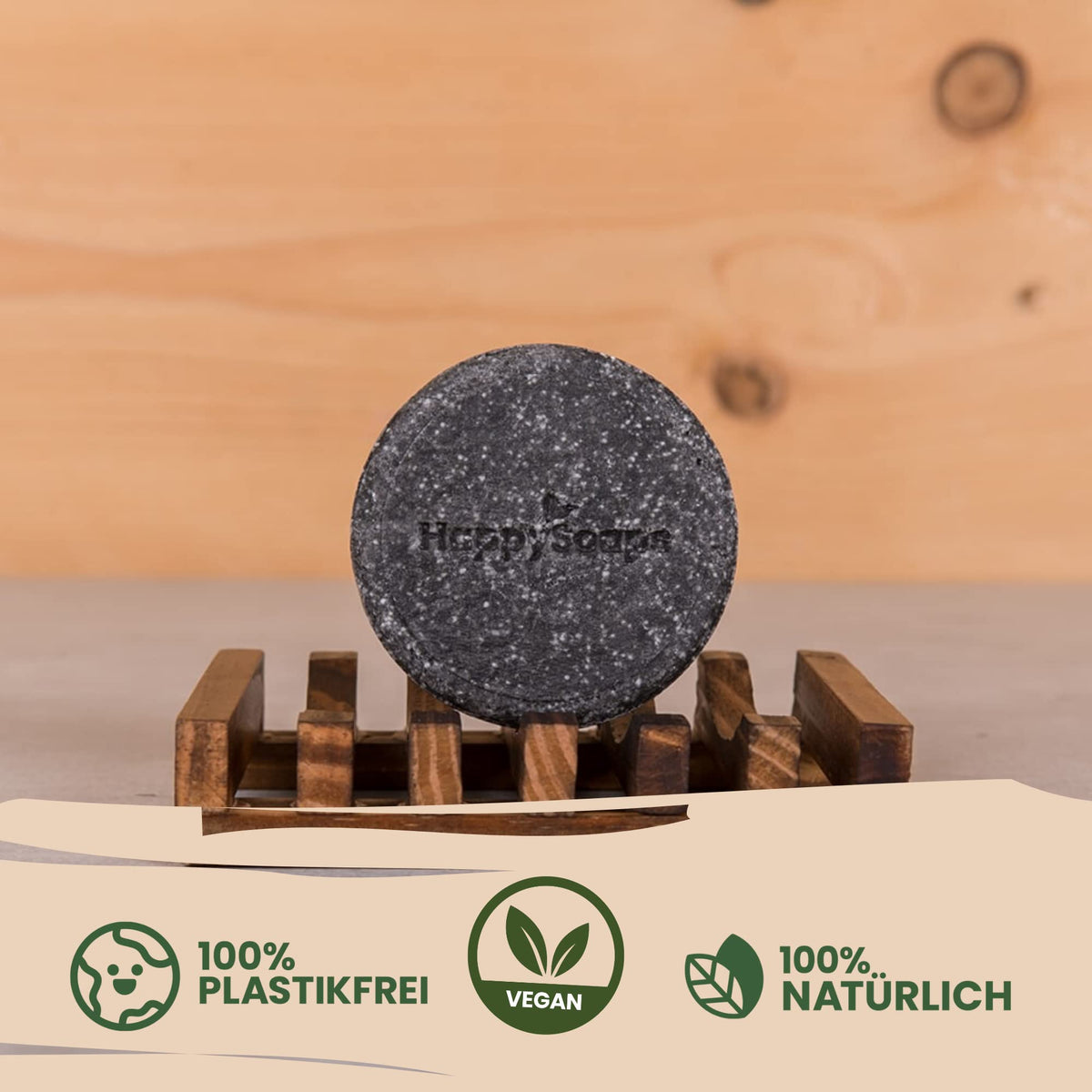HappySoaps Shampoo Bar Charming Charcoal & Sweet Sandal 70 g Detox Haarpflege