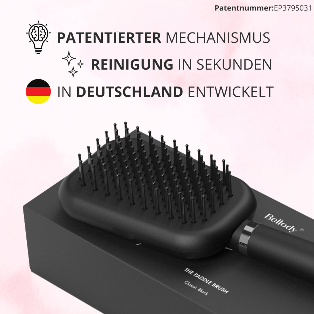 Bellody Haarbürste Selbstreinigend Classic Black Nylonborsten Soft-Touch