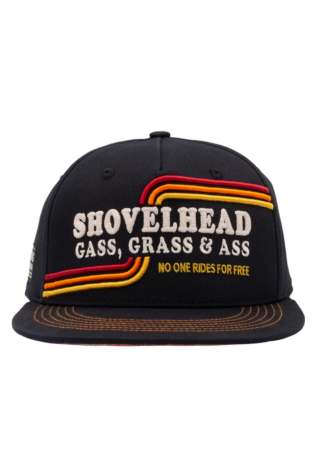King Kerosin Flat Brim Cap Shovelhead Schwarz Snapback 3D Stickerei Retro