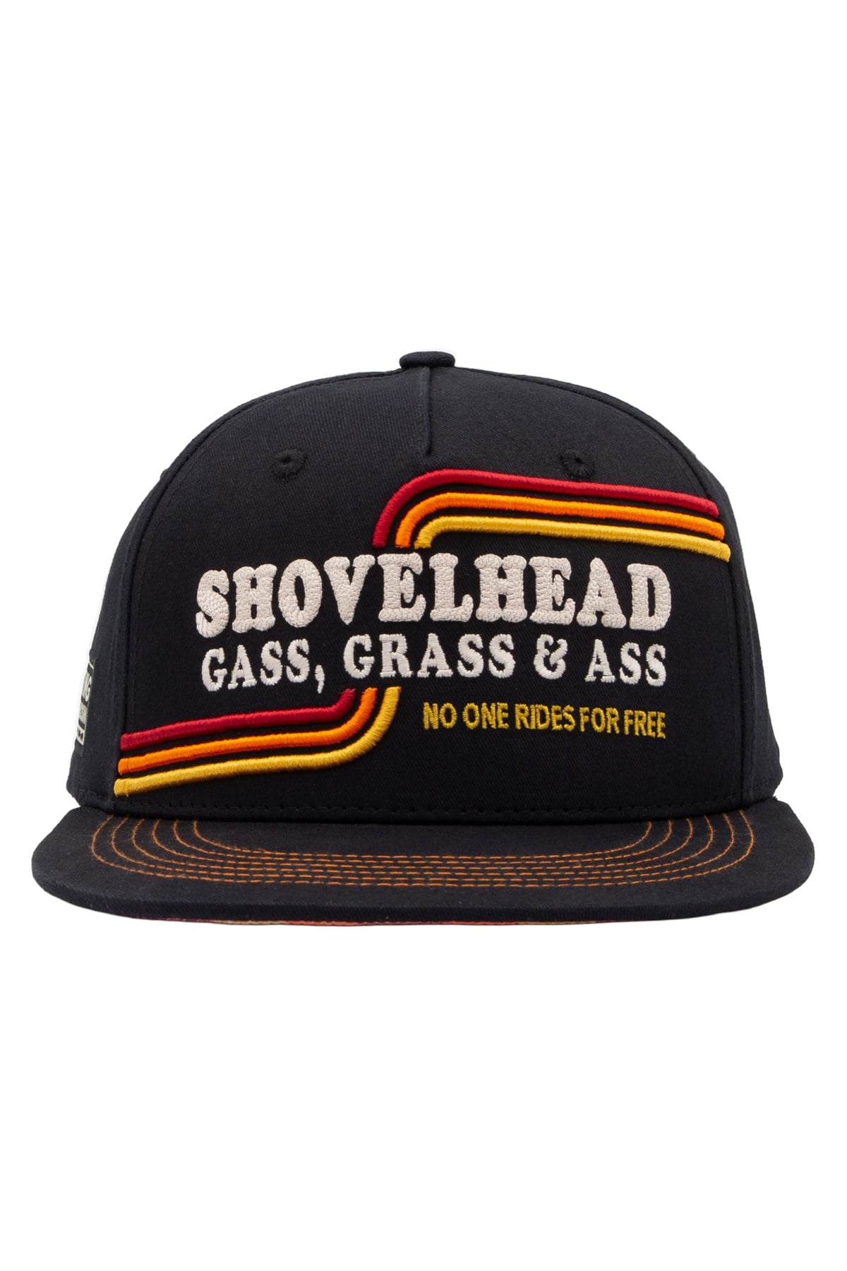 King Kerosin Flat Brim Cap Shovelhead Schwarz Snapback 3D Stickerei Retro