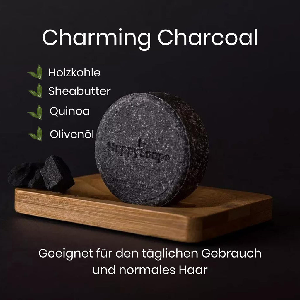 HappySoaps Shampoo Bar Charming Charcoal & Sweet Sandal 70 g Detox Haarpflege