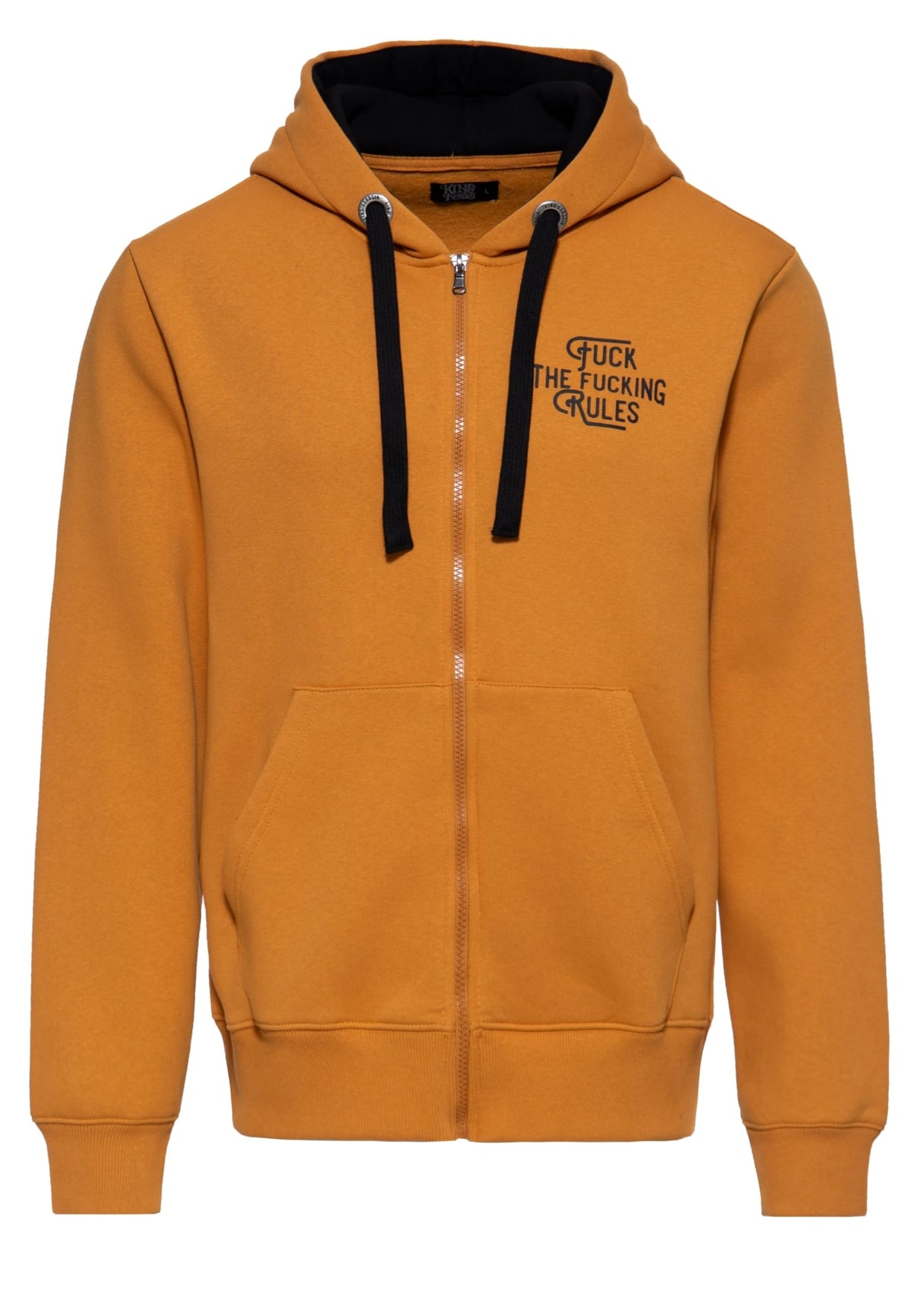 King Kerosin Herren Kapuzensweatjacke · Collegejacke · Hooded · Varsity Jacket · Sweatjacke · Retro · Vintage · Print · Statement · Chenille-Patch · Kordelzug · Natural Born Badass