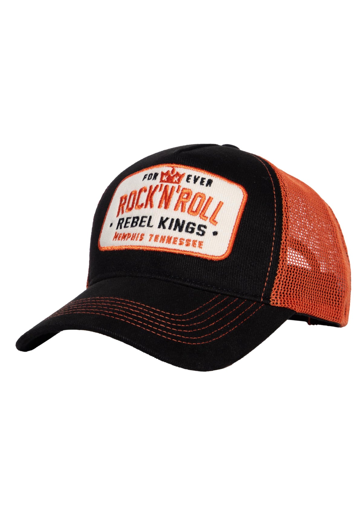 King Kerosin Herren Trucker Cap Mit Mesh-Netz Baseball Cap Kappe Baseballkappe Basecap Verstellbar Snapback 50S Retro Vintage Rockabilly Headwear Motorcycle Rockwear Meshcap Forever Rock'n'roll